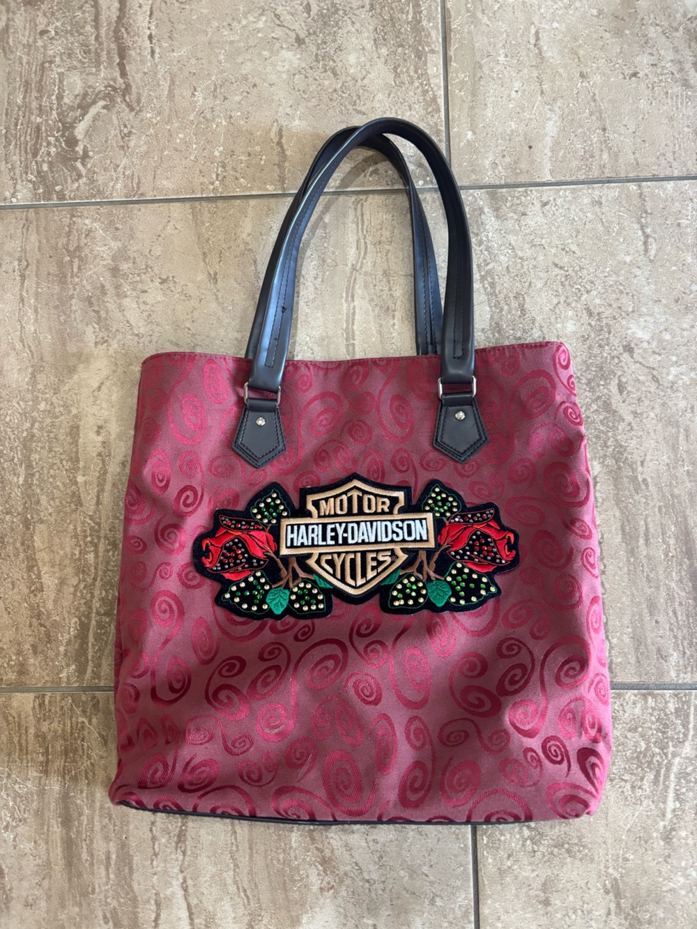 Vintage y2k Harley Davidson burgundy tote purse